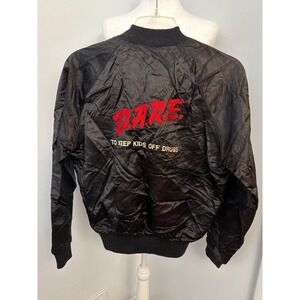 Vintage 80's DARE To Keep Kids‎ Off Drugs Satin Bomber Jacket Medium USA